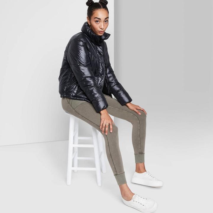 Women's Cropped Retro Puffer Jacket - Wild Fable Black