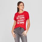 Women's Short Sleeve Sleigh My Name Graphic T-shirt - Modern Lux (juniors') Red