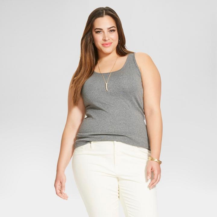 Women's Plus Size Tank Top - Ava & Viv - Gray 4x, Size: 4xl, Medium Grey Gray