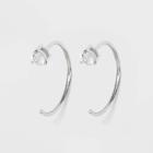 Sterling Cubic Zirconia Stud C-hoop Earrings - A New Day Silver, Women's