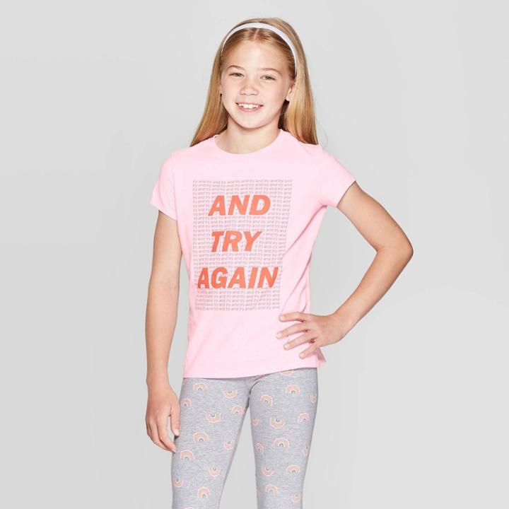 Girls' Short Sleeve Try Again Graphic T-shirt - Cat & Jack