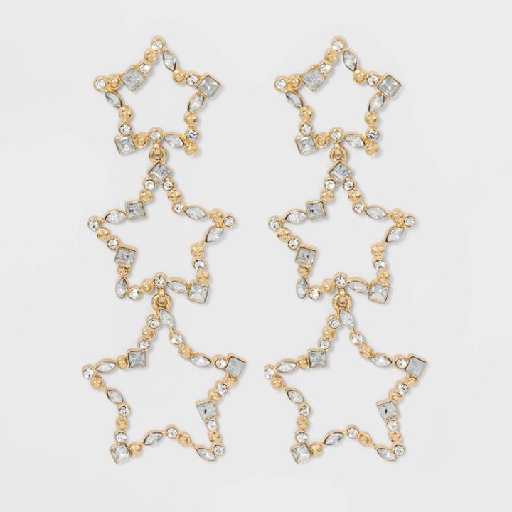 Sugarfix By Baublebar Crystal Star Drop Earrings - Clear, Women's, Gold