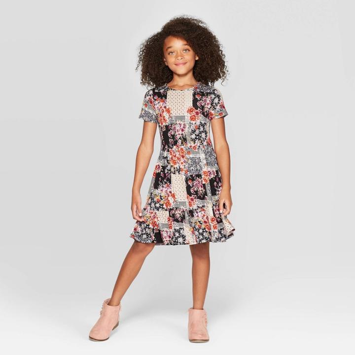 Petitegirls' Short Sleeve Ruffle Tier Dress - Art Class M, Girl's, Size: