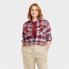 Houston White Adult Long Sleeve Button-down Shirt - Garnet Red Plaid