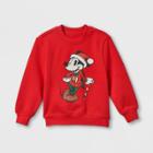 Boys' Disney Mickey Mouse Holiday Crew Neck Fleece Sweatshirt - Red Xxs - Disney