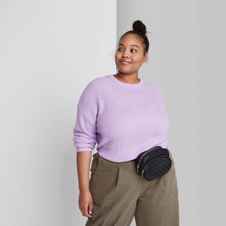 Women's Plus Size Crewneck Pullover Sweater - Wild Fable Lavender