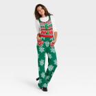 Born Famous Women's Ugly Holiday Snowflake Sweaterknit Sleeveless Jumpsuit - Green