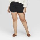 Women's Plus Size Mid-rise Denim Shorts - Universal Thread Black