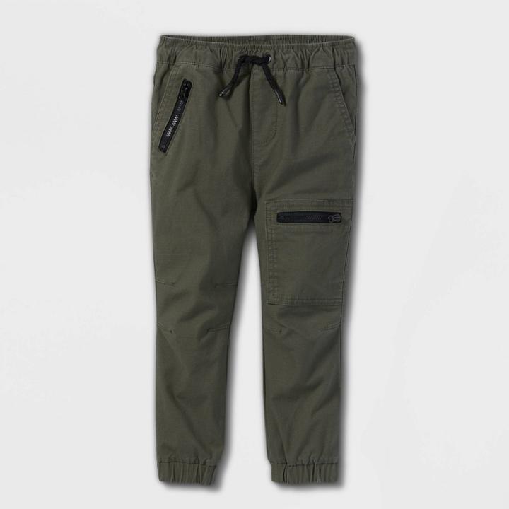 Toddler Boys' Pigment Dye Utility Pull-on Pants - Cat & Jack Olive Green