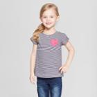 Toddler Girls' Heart Short Sleeve T-shirt - Cat & Jack Nightfall Blue/striped