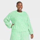 Women's Plus Size Knit Pullover Sweatshirt - Who What Wear Green Floral