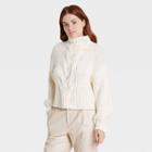 Women's Mock Turtleneck Cable Knit Pullover Sweater - Prologue Cream