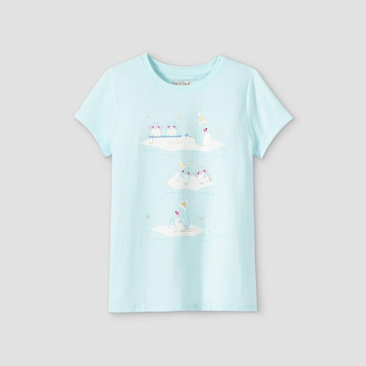 Girls' 'snow Penguins' Short Sleeve Graphic T-shirt - Cat & Jack