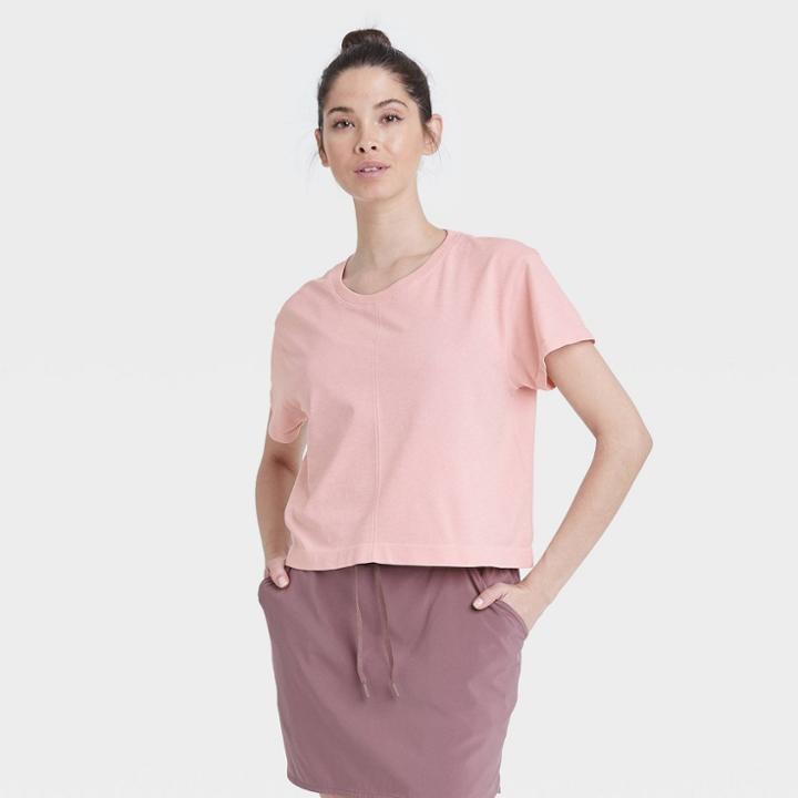 Women's Seamless Boxy Cropped Short Sleeve T-shirt - All In Motion Rose