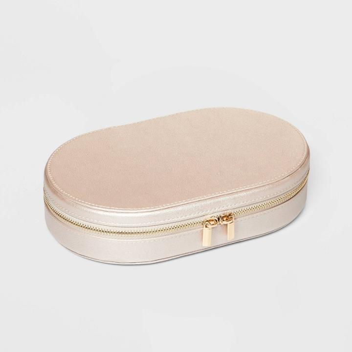 Oval Zippered Jewelry Organizer - A New Day Metallic