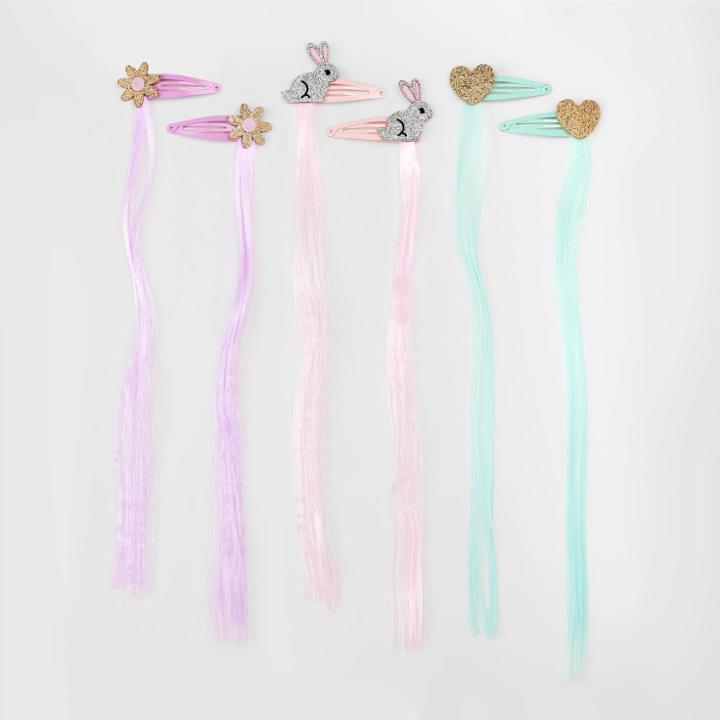 Girls' 6pk Easter Faux Hair Snap Clips - Cat & Jack