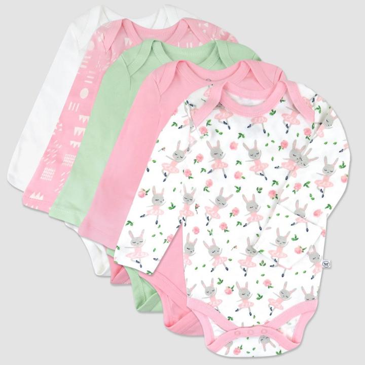 Honest Baby 4pk Tu-tu Cute Long Sleeve Bodysuit - Pink