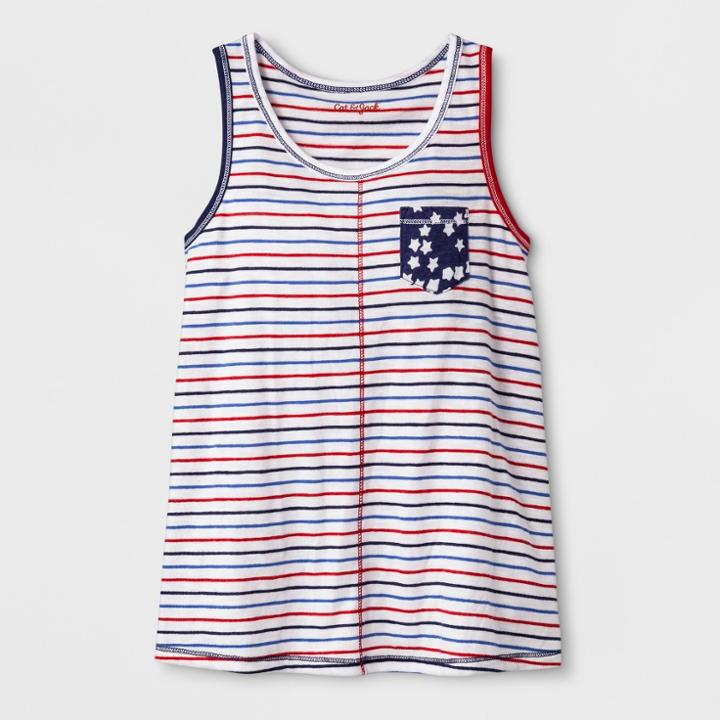 Girls' Sleeveless Americana Stripes Knit Tank Top - Cat & Jack Red/blue
