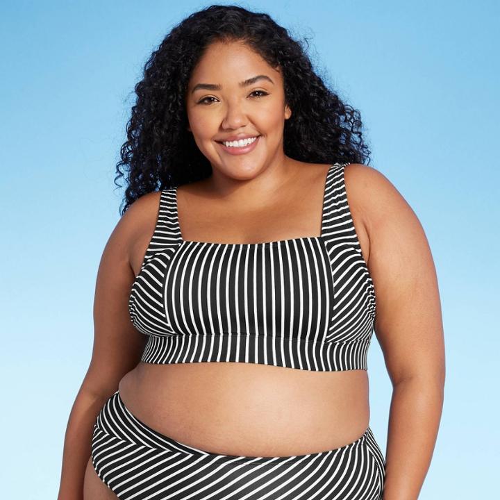 Kona Sol Women's Plus Size Scoop Square Neck Bikini Top - Kona