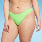 Women's Terry Textured High Leg Cheeky Bikini Bottom - Wild Fable Green