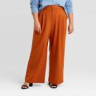 Women's Plus Size Belted Wide Leg Pants - A New Day Rust
