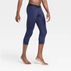 Men's Fitted 3/4 Tights - All In Motion Navy S, Men's, Size:
