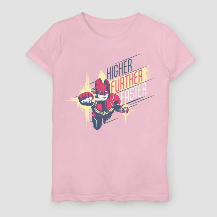 Girls' Marvel Powerful Strike Short Sleeve T-shirt - Pink