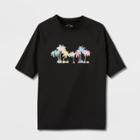 Plusboys' Short Sleeve Palm Print Rash Guard Swim Shirt - Art Class Black