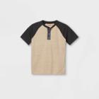 Boys' Short Sleeve Baseball Henley Shirt - Cat & Jack Cream/navy