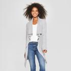 Women's Long Sleeve Cascade Front Open Cardigan - 3hearts (juniors') Heather Gray