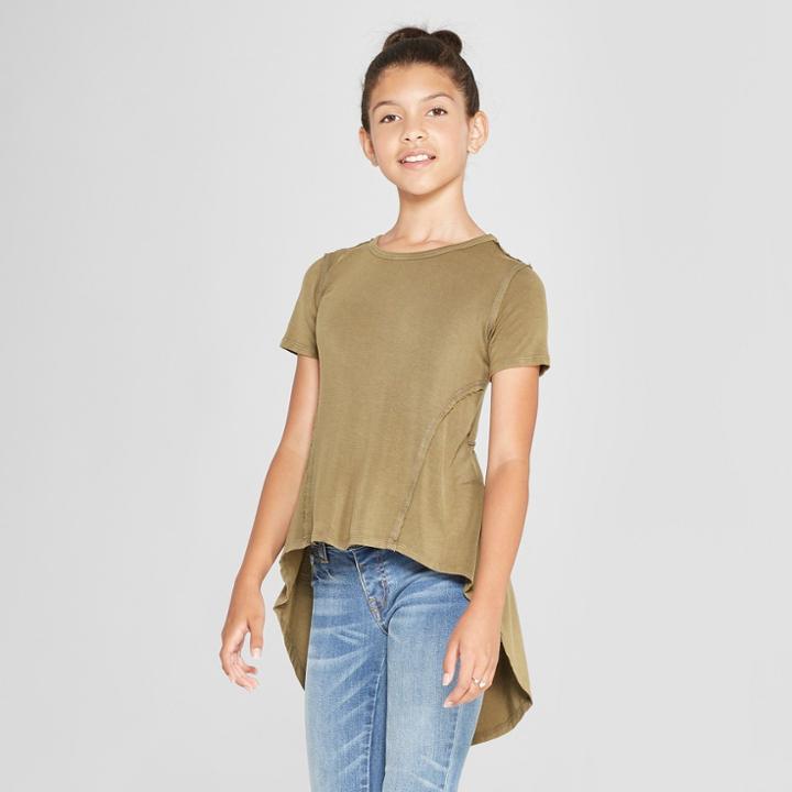 Girls' Hi Lo Short Sleeve T-shirt - Art Class Olive