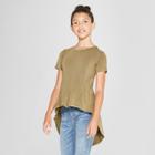 Girls' Hi Lo Short Sleeve T-shirt - Art Class Olive