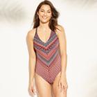 Target Women's Scoop Back One Piece Swimsuit - Kona Sol Navy/coral