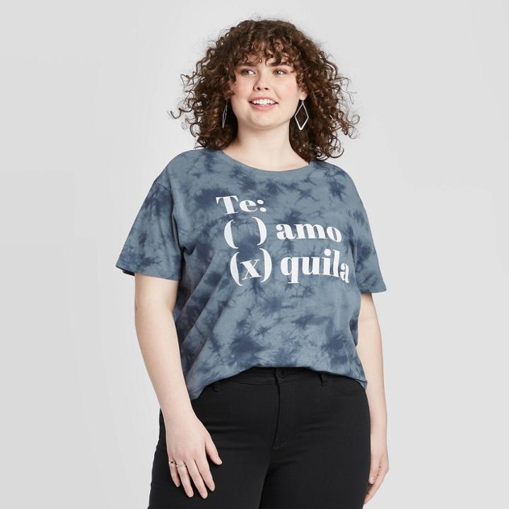 Women's Plus Size Te Amo Tequilla Short Sleeve Graphic T-shirt - Fifth Sun - Blue Stone 1x, Women's,