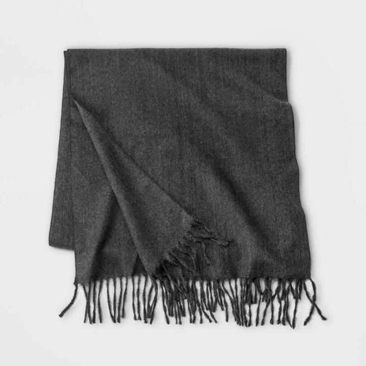 Men's Oblong Brushed Woven Scarf - Goodfellow & Co Charcoal Heather One Size, Grey/grey