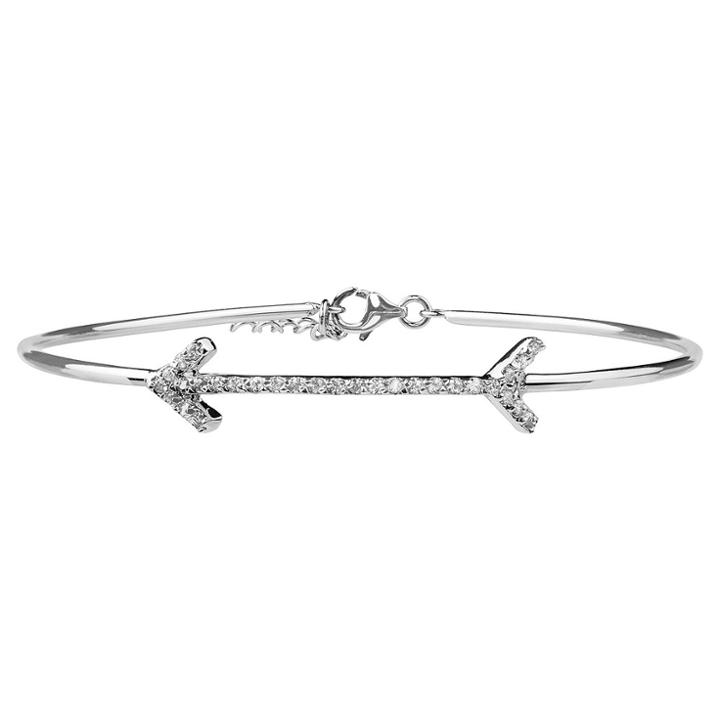 Journee Collection 1/3 Ct. T.w. Round-cut Cz Arrow Bangle Pave Set Bracelet In Sterling Silver -