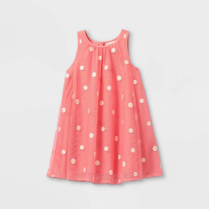 Toddler Girls' Daisy Embroidered Tulle Dress - Cat & Jack Pink