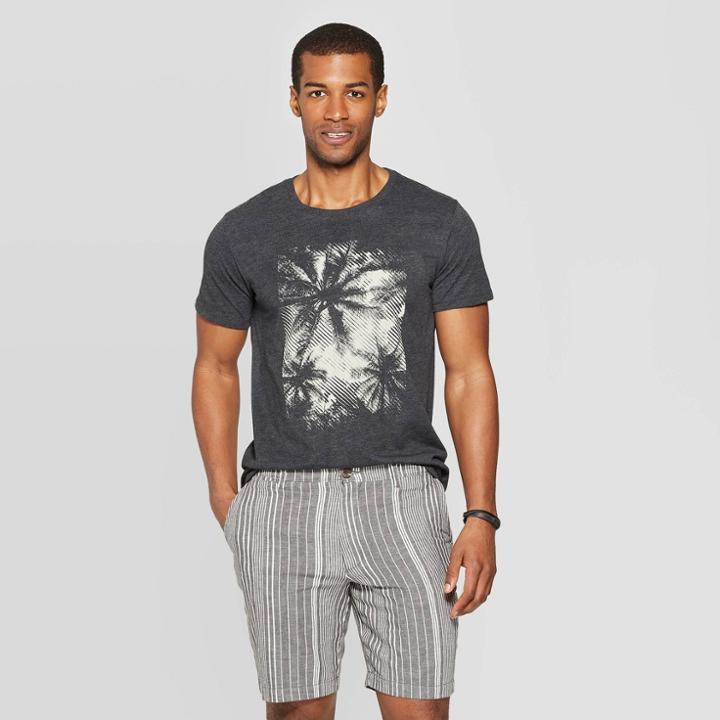 Men's Standard Fit Short Sleeve Palm Graphic T-shirt - Goodfellow & Co Charcoal Heather