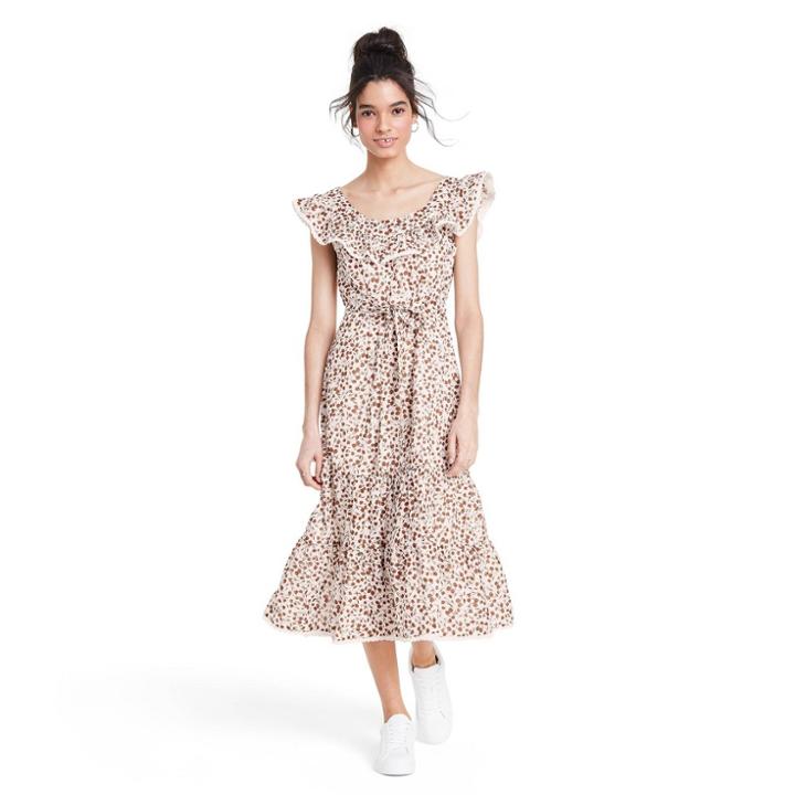 Floral Sleeveless Ruffle Dress - Rixo For Target Brown Xxs
