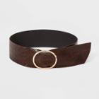Women's Hammered Buckle Embossed Sash Belts - A New Day Brown