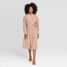 Women's Long Sleeve Drapey Button Dress - Prologue Blush Pink