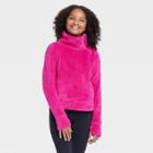 Girls' High Pile Sherpa Fleece Pullover Sweatshirt - All In Motion Dark Pink