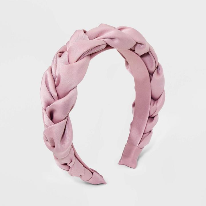 Girls' Matte Satin Braided Headband - Art Class Pink