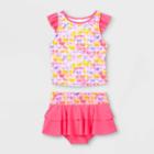 Girls' Mermaid Scale Print Tankini Set With Skirt - Cat & Jack Pink