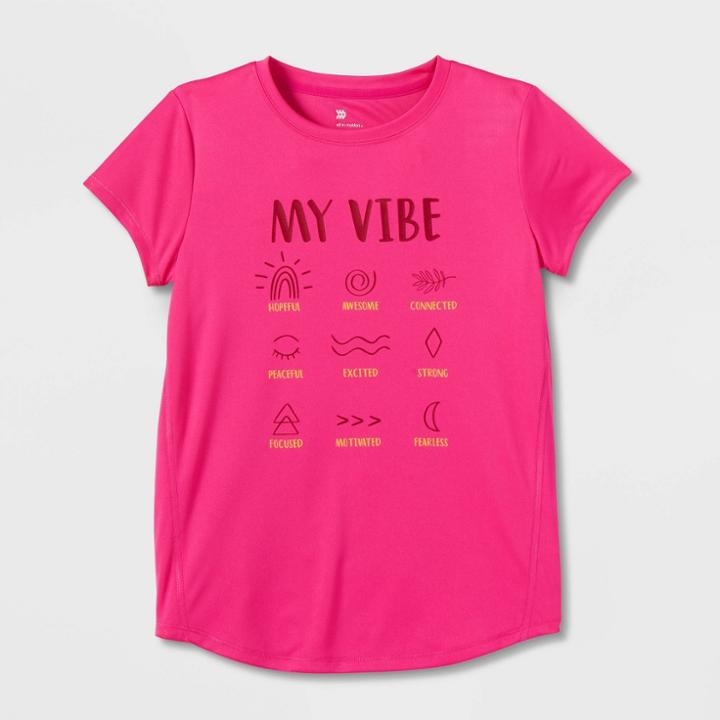 All In Motion Girls' Short Sleeve 'my Vibe' Graphic T-shirt - All In