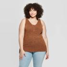 Target Women's Plus Size Sleeveless V-neck Henley Sweater Tank Top - Universal Thread Brown X
