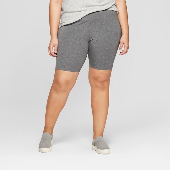 Women's Plus Size Bike Shorts - Ava & Viv Gray