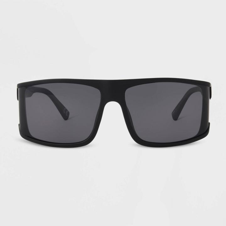 All In Motion Women's Matte Plastic Rectangle Sunglasses With Smoke Polarized Lenses - All In