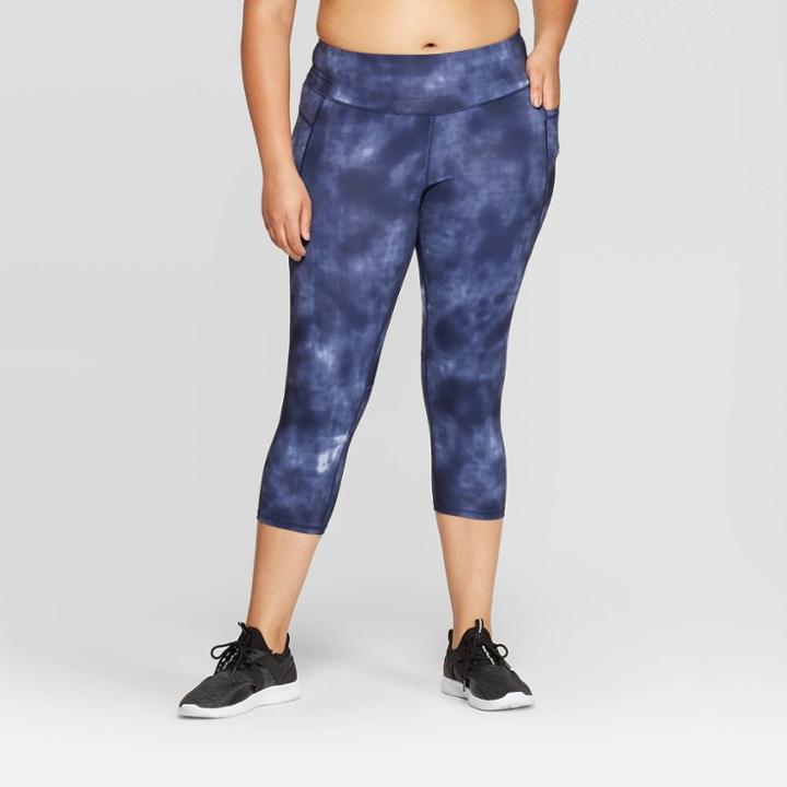 Women's Plus Size Studio Marble Print Mid-rise Capri Leggings 20 - C9 Champion Navy (blue)