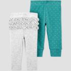 Baby Girls' 2pk Pull-on Pants - Just One You Made By Carter's Green Newborn